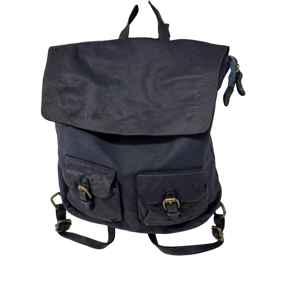 CIVICO 93 Vintage Leather Backpack 3420 Blue Made in Italy